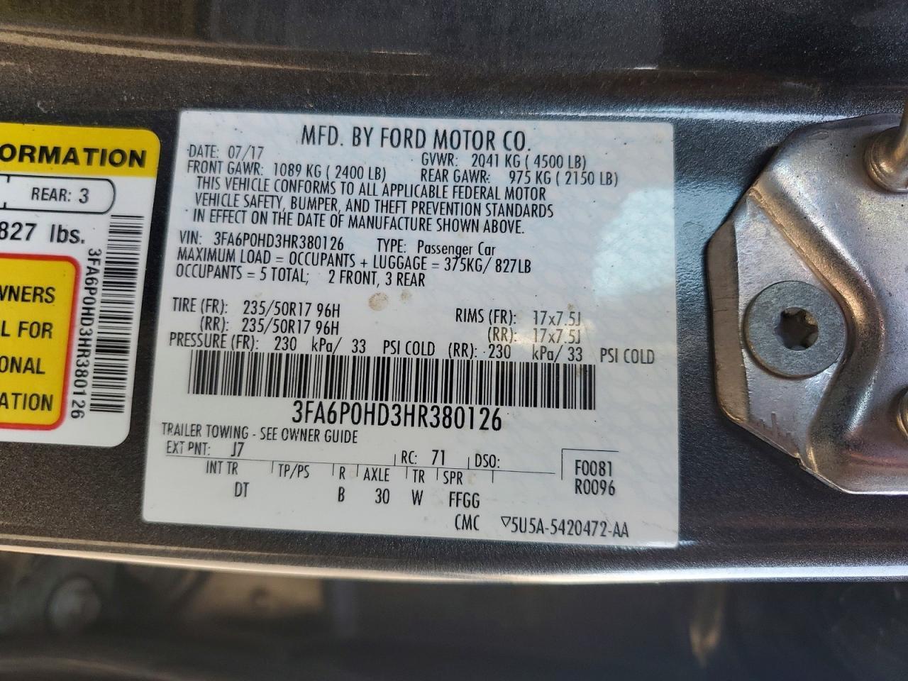 2017 FORD FUSION