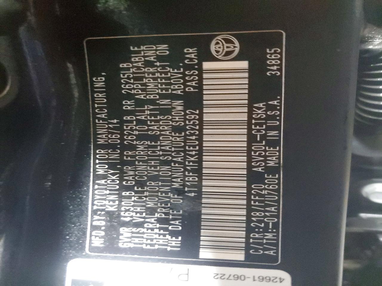 2014 TOYOTA CAMRY