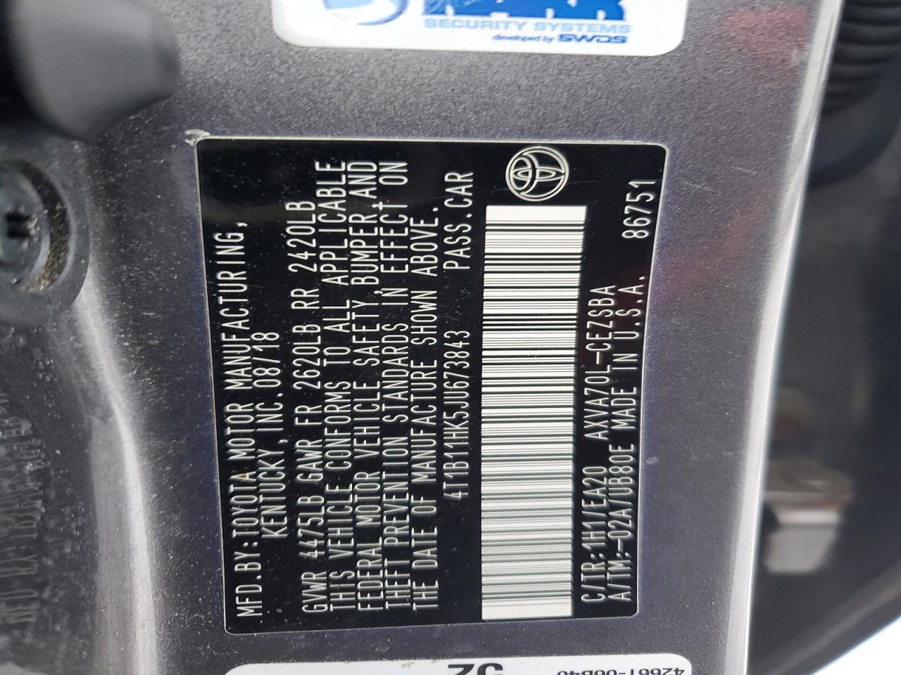 2018 TOYOTA CAMRY