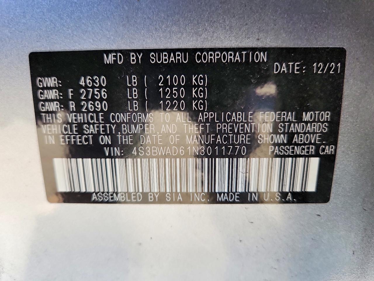 2022 SUBARU Legacy