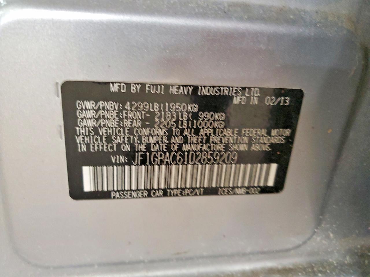2013 SUBARU IMPREZA