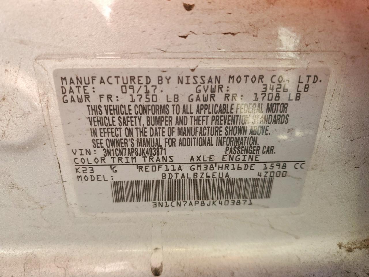2018 NISSAN VERSA
