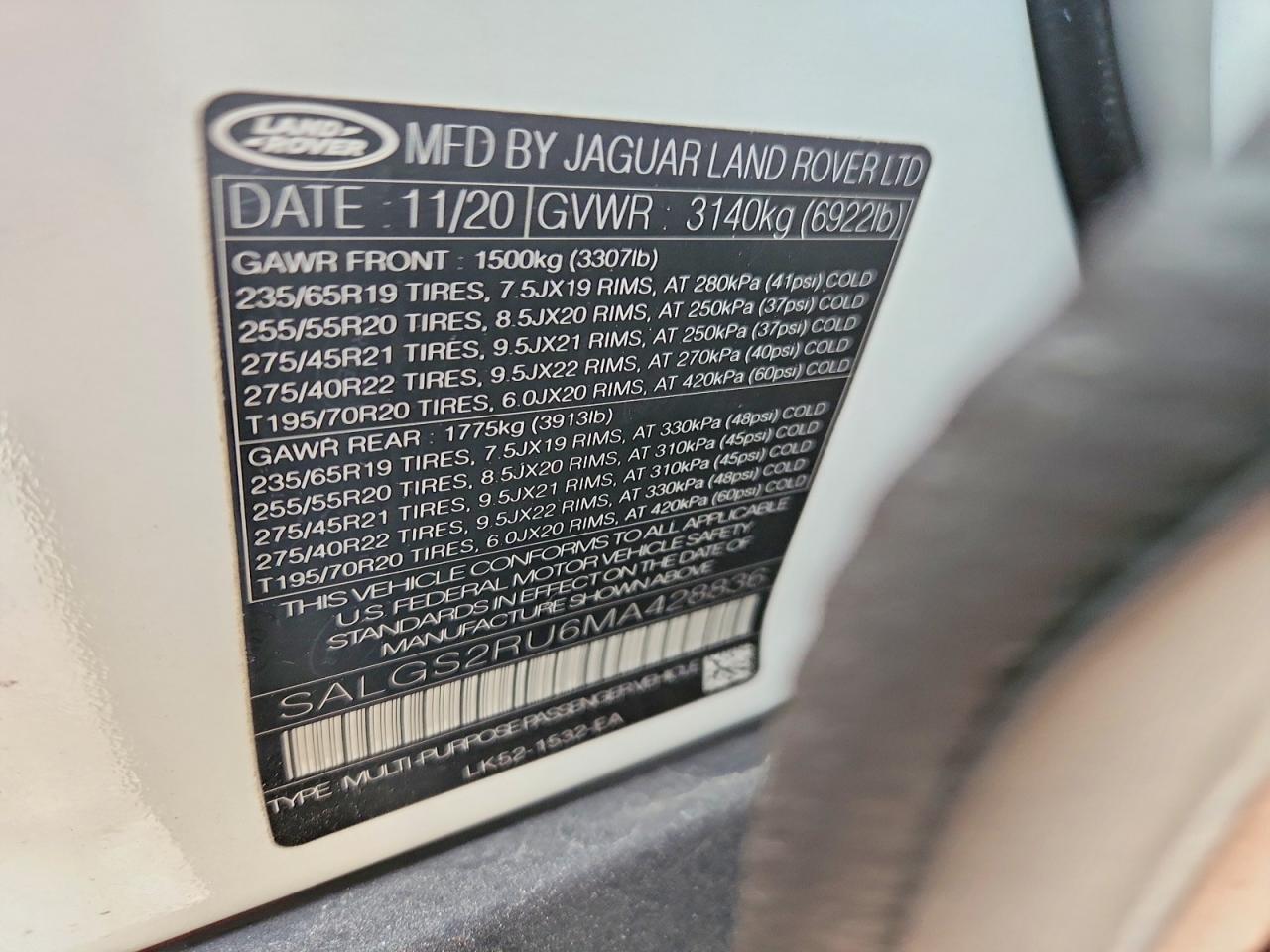 2021 LAND ROVER RANGE ROVER