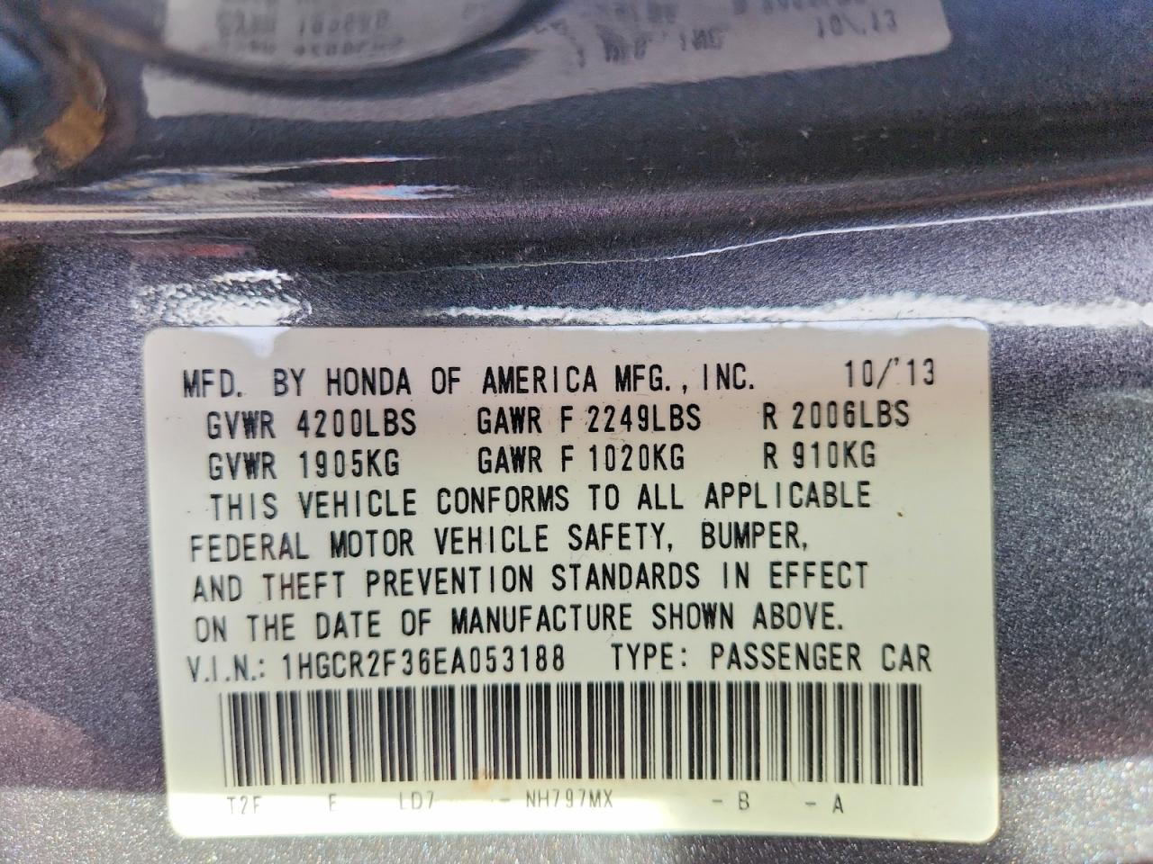 2014 HONDA ACCORD