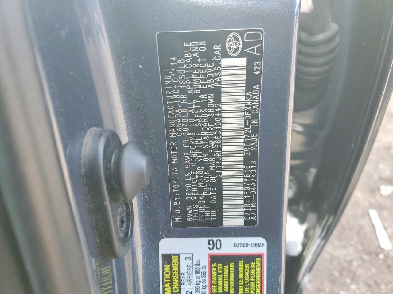 2014 TOYOTA COROLLA