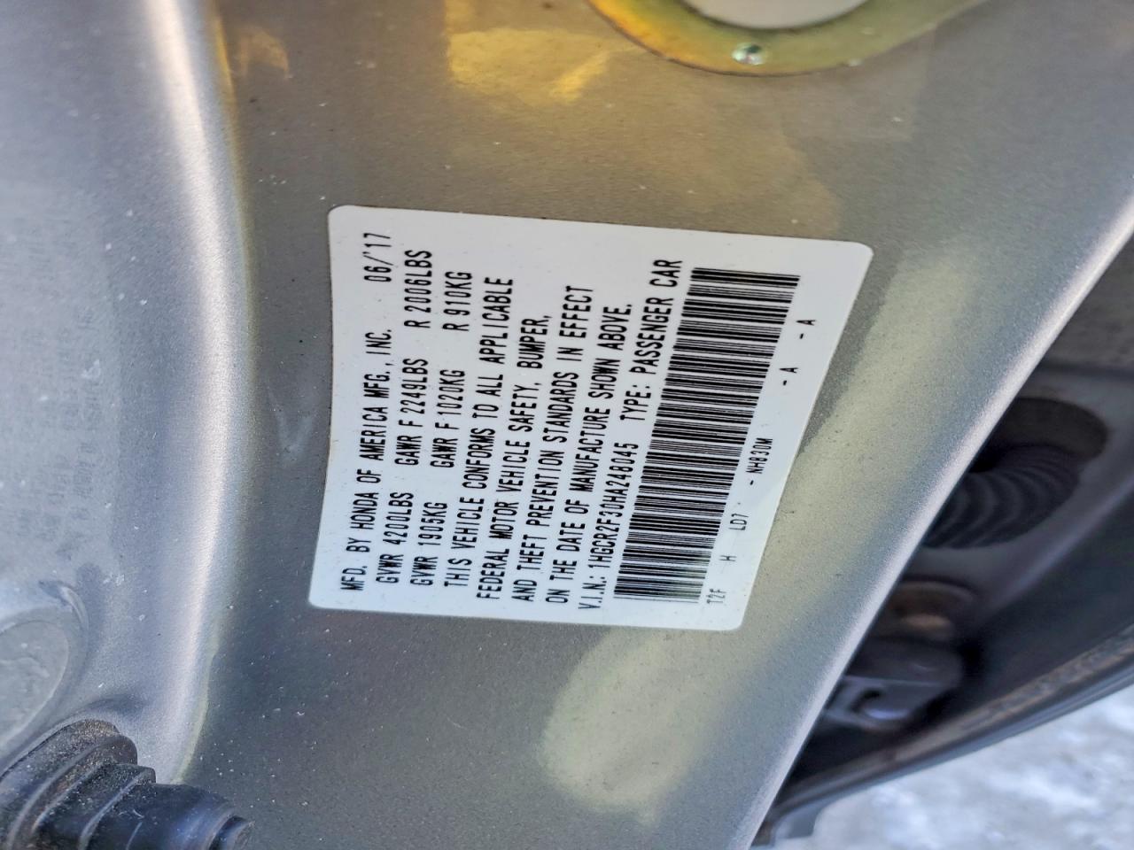 2017 HONDA ACCORD