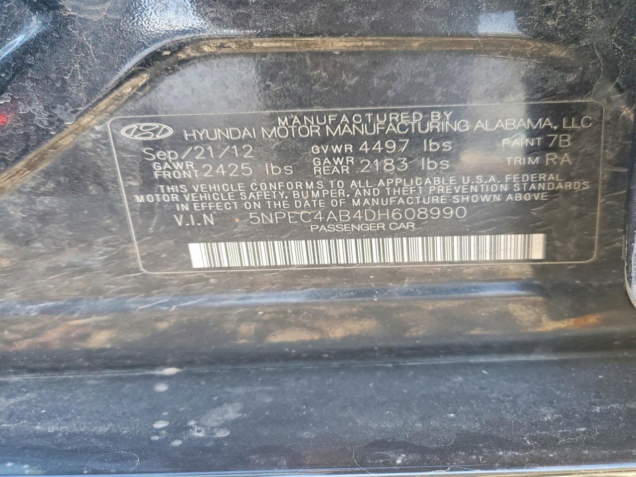 2013 HYUNDAI SONATA