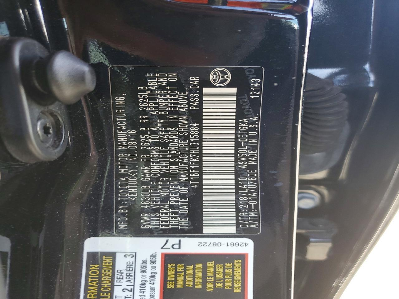 2017 TOYOTA CAMRY
