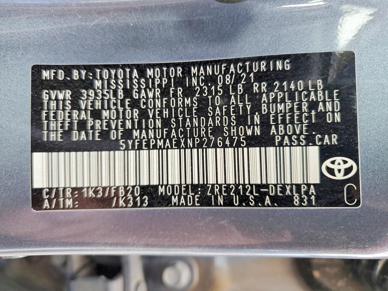 2022 TOYOTA COROLLA