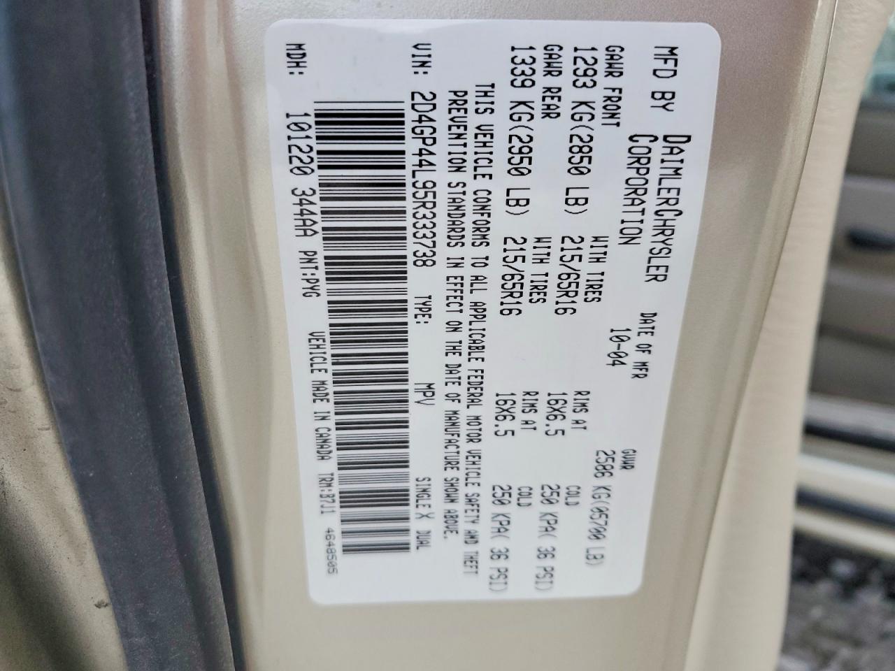 2005 DODGE GRAND CARAVAN