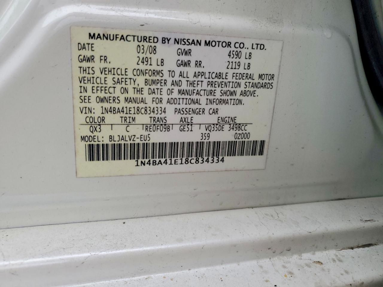 2008 NISSAN Maxima