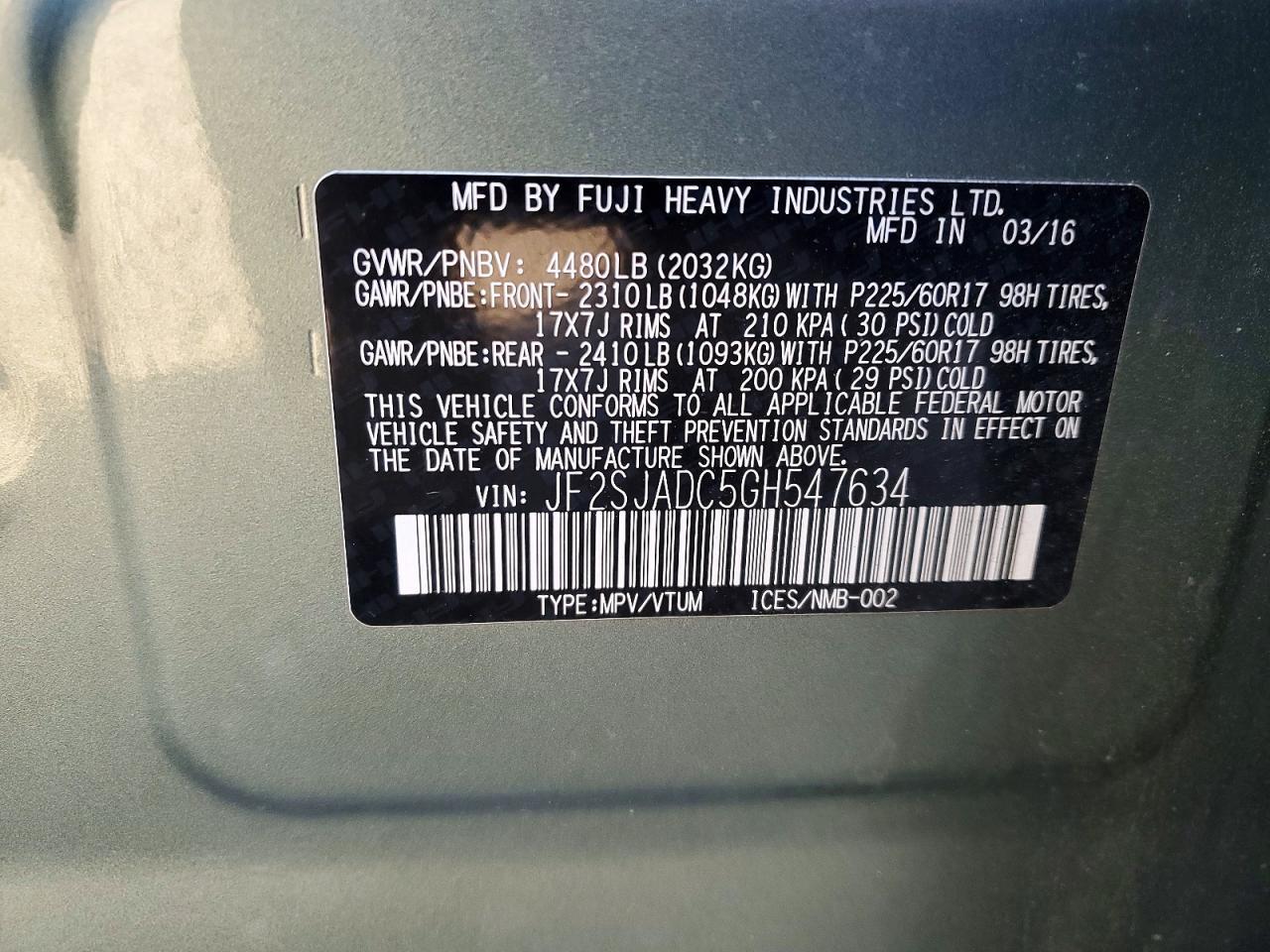 2016 SUBARU FORESTER