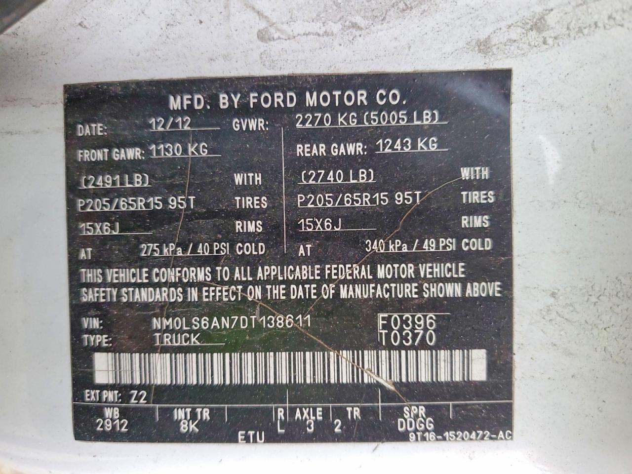 2013 FORD TRANSIT CONNECT