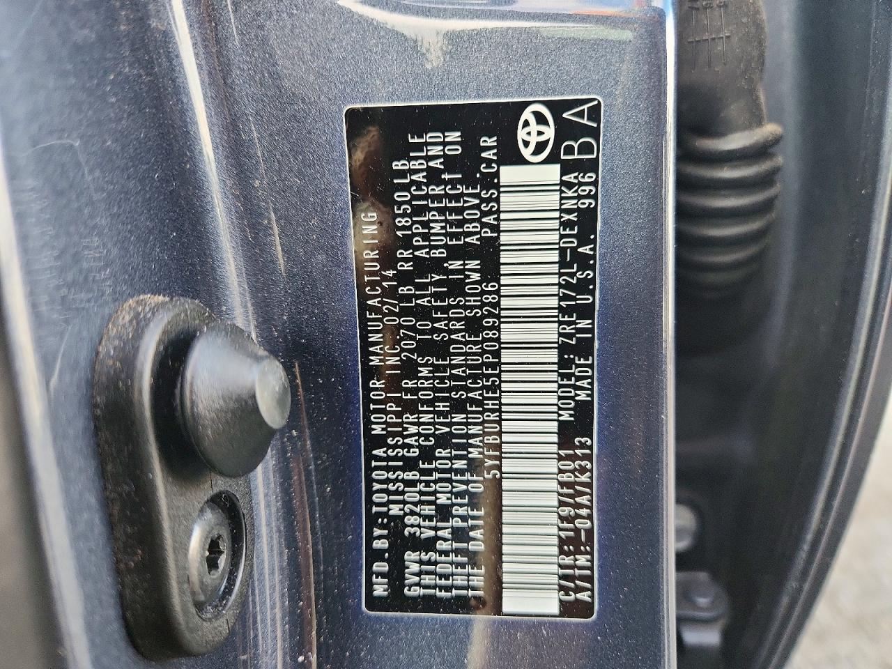 2014 TOYOTA COROLLA
