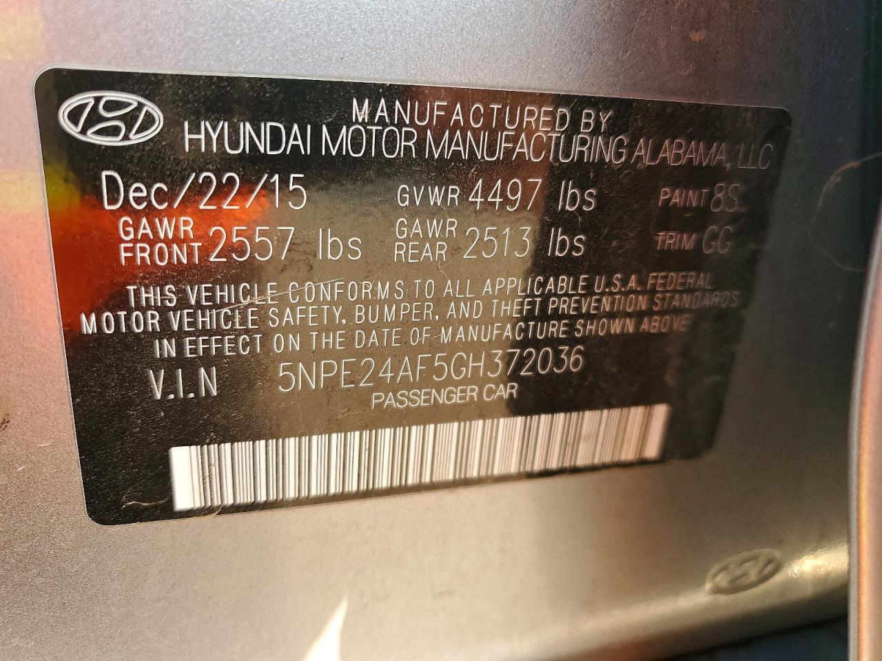 2016 HYUNDAI SONATA