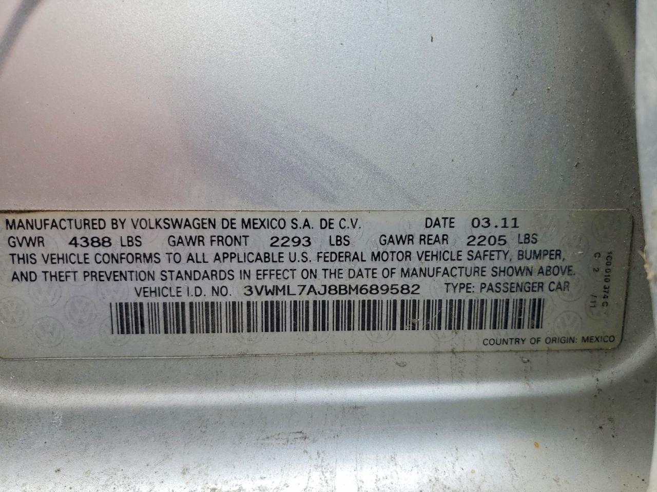 2011 VOLKSWAGEN JETTA