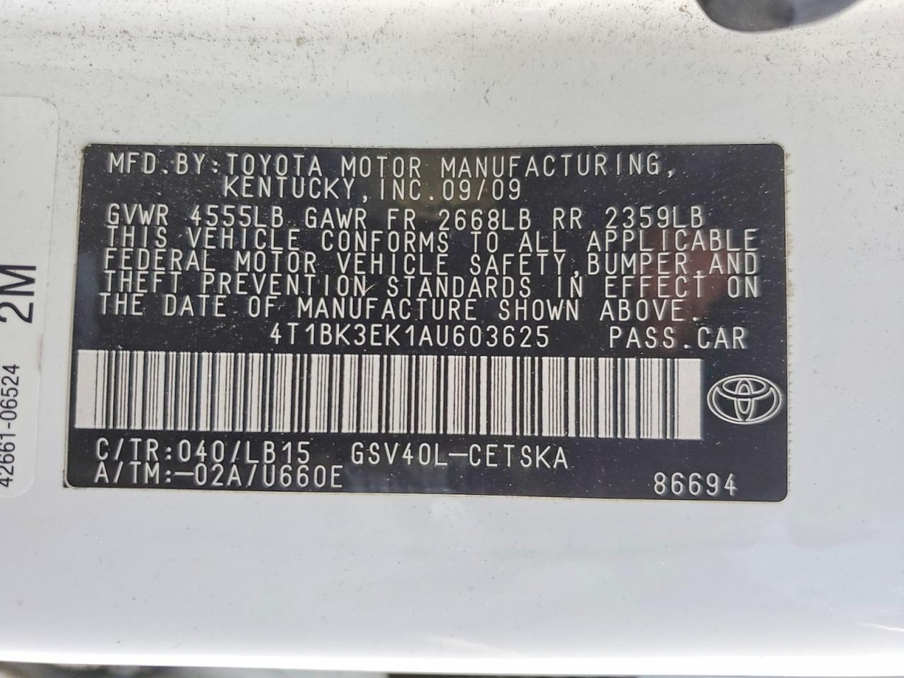 2010 TOYOTA CAMRY