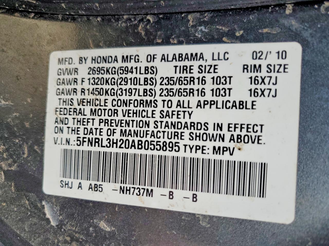 2010 HONDA ODYSSEY