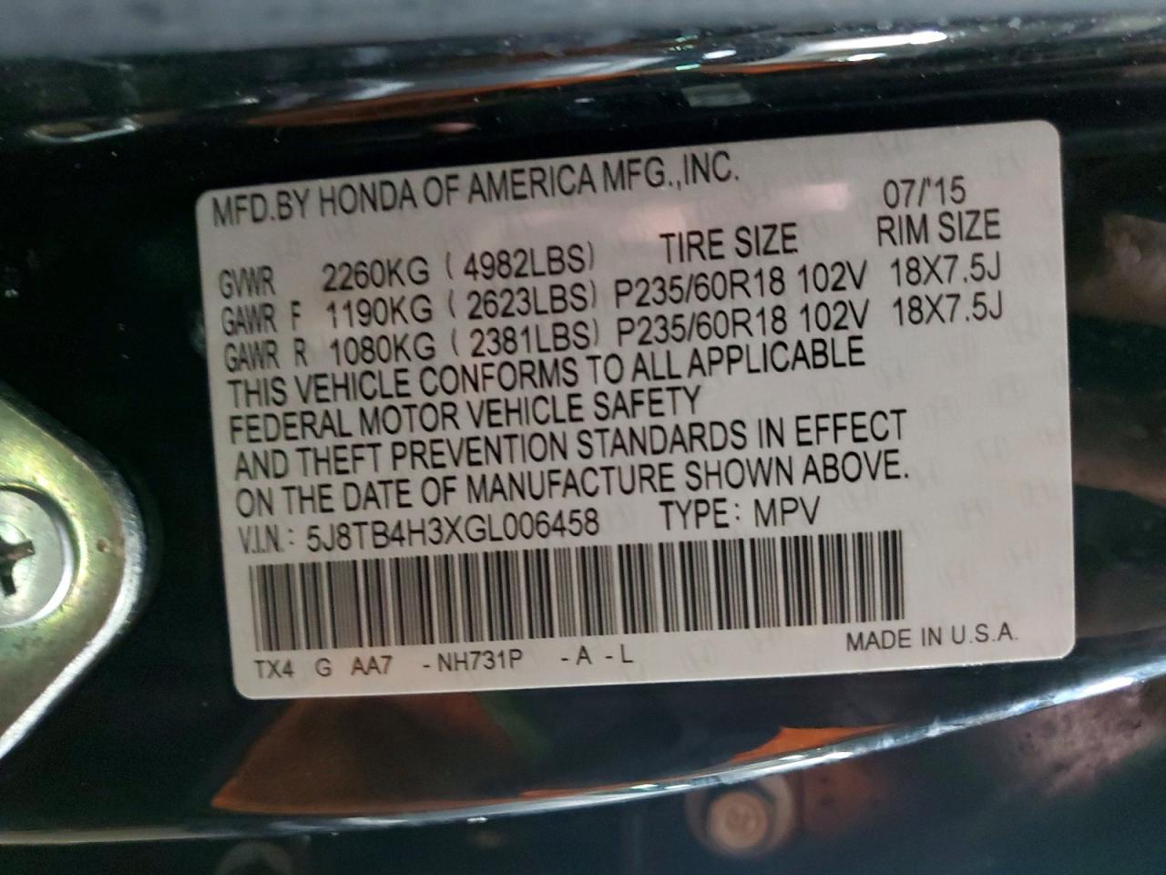 2016 ACURA RDX