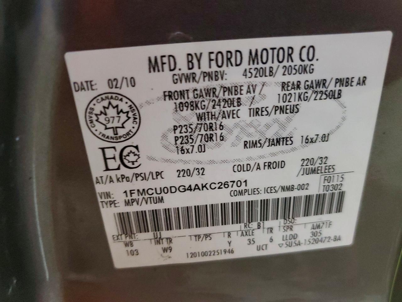 2010 FORD ESCAPE