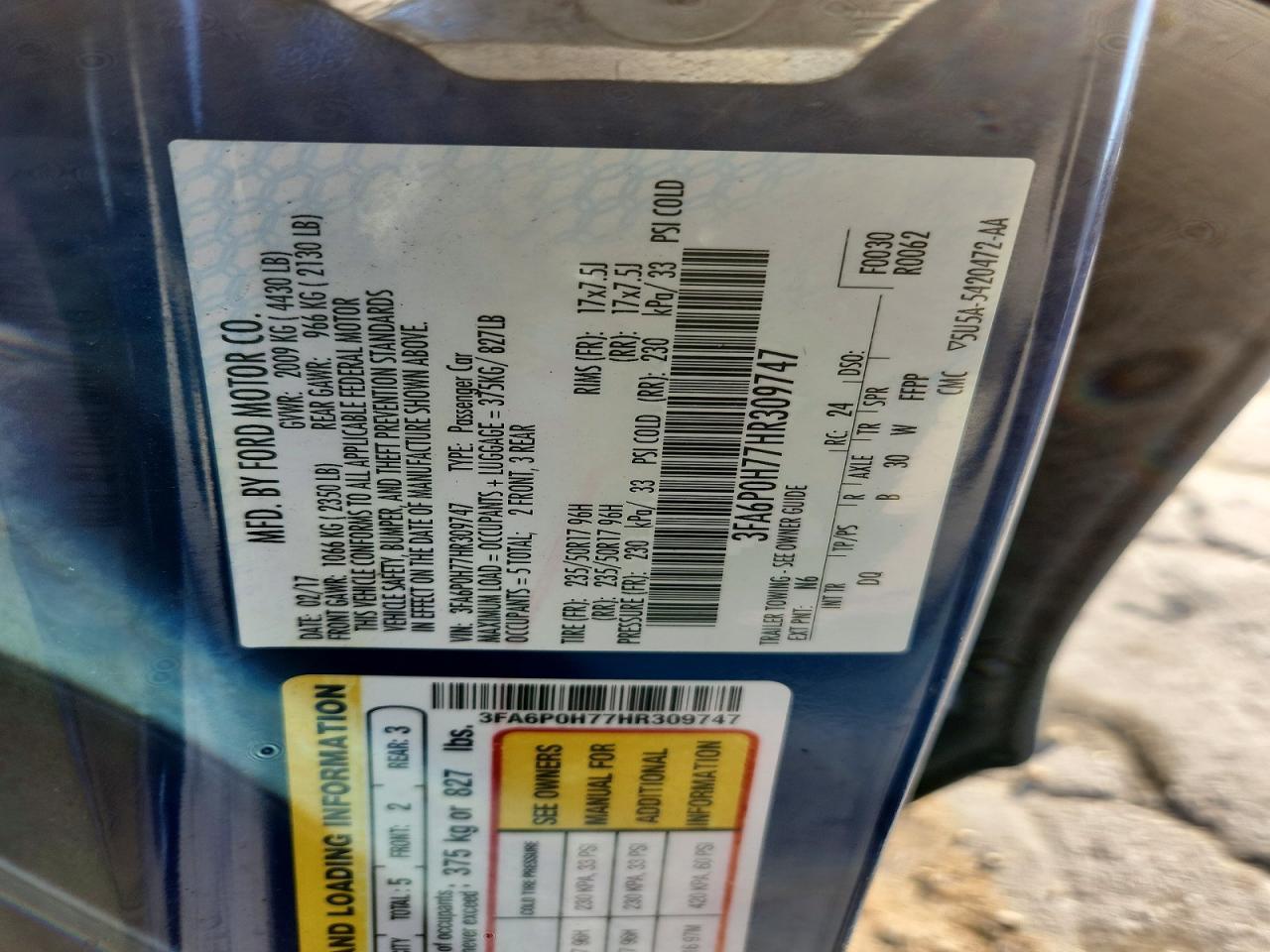 2017 FORD FUSION