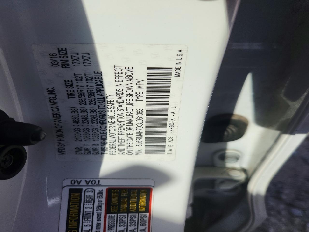 2016 HONDA CR-V