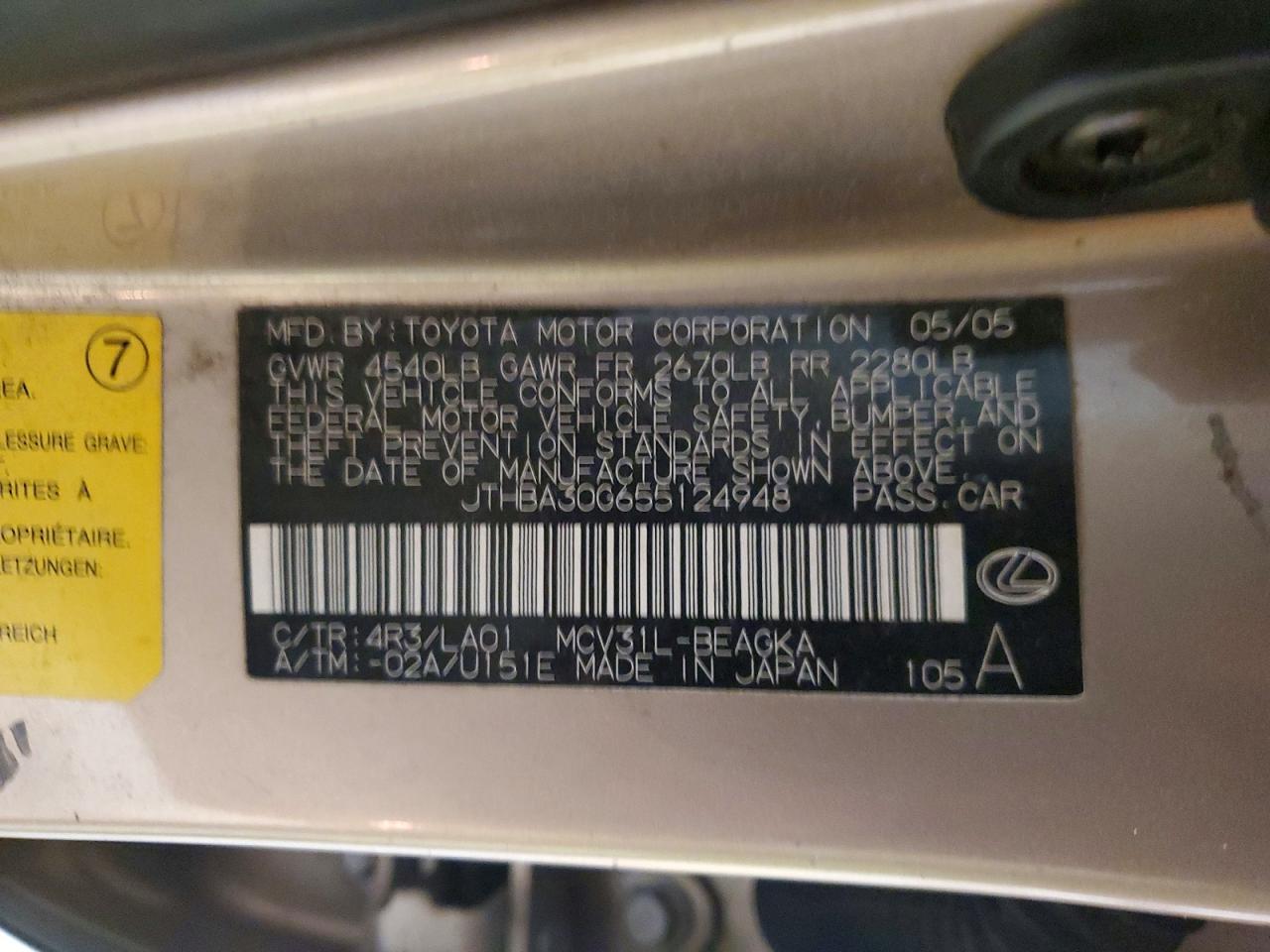 2005 LEXUS ES 330