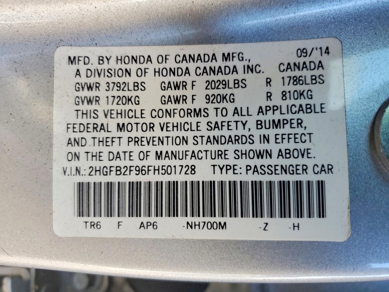2015 HONDA CIVIC