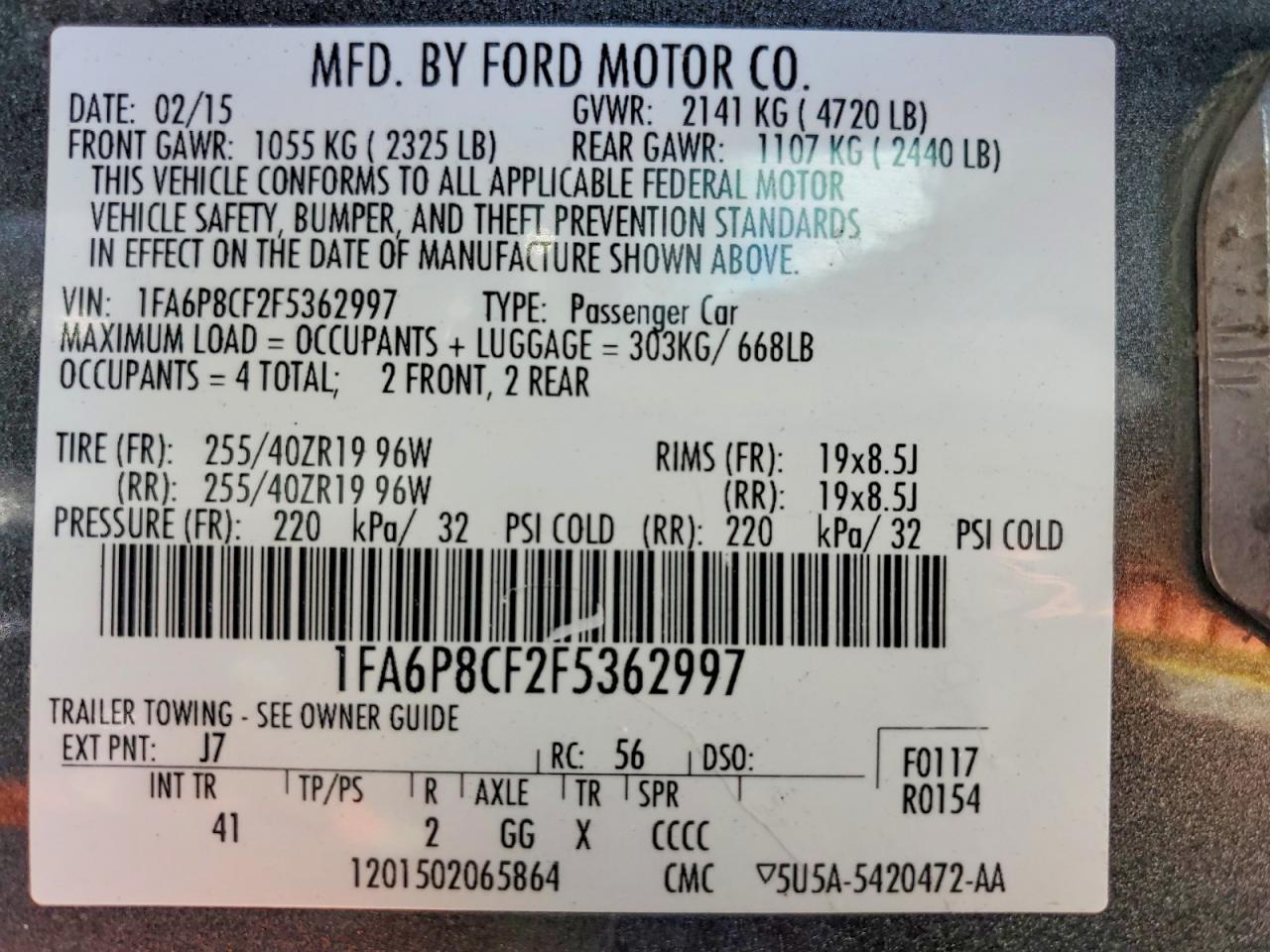 2015 FORD MUSTANG