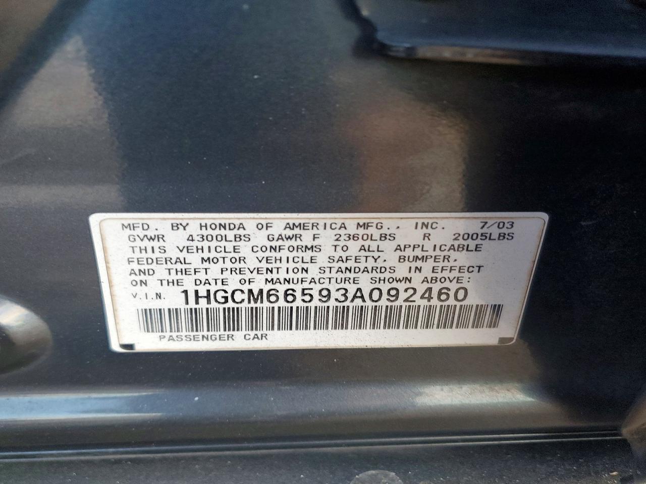 2003 HONDA ACCORD