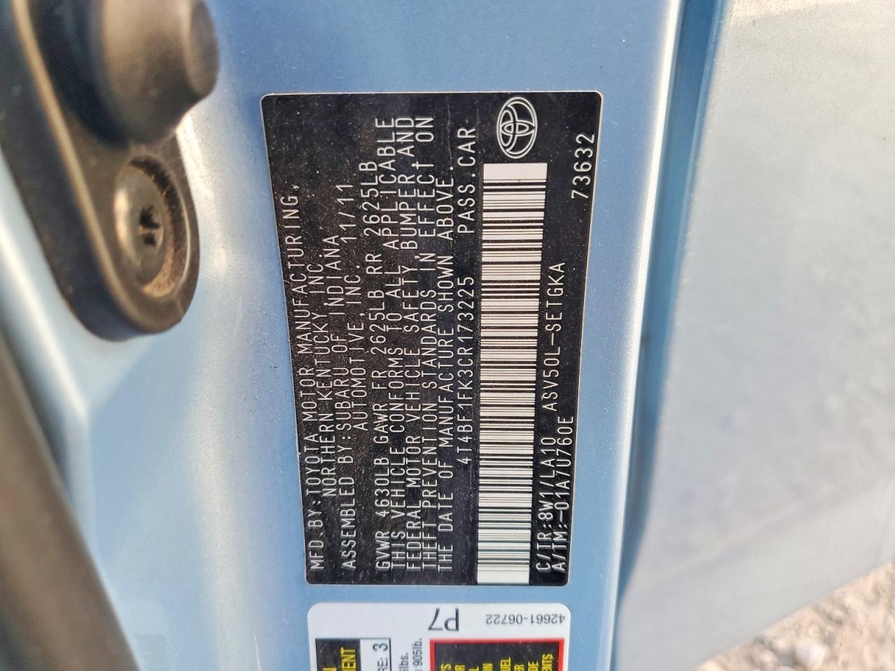 2012 TOYOTA CAMRY
