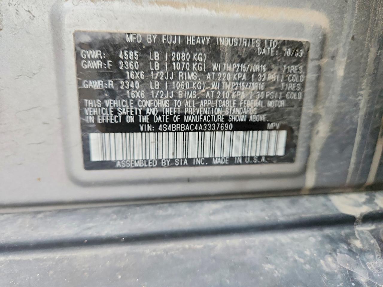 2010 SUBARU Outback