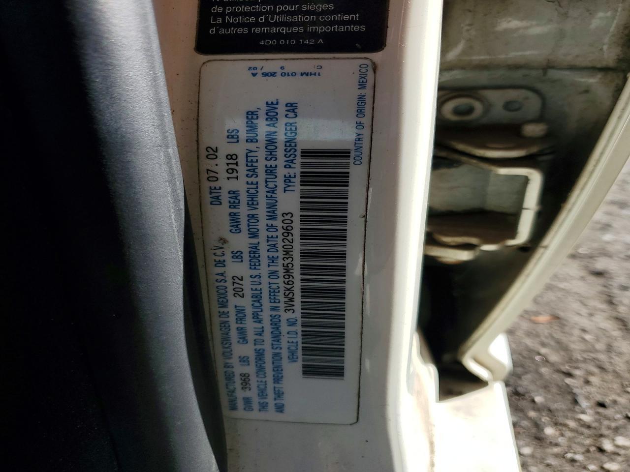 2003 VOLKSWAGEN JETTA