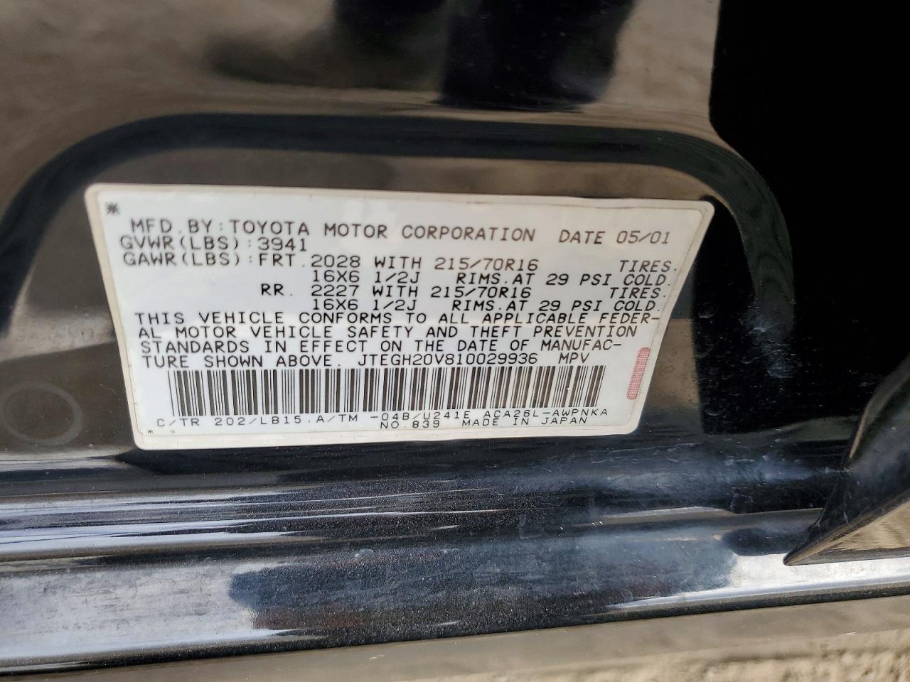 2001 TOYOTA RAV4