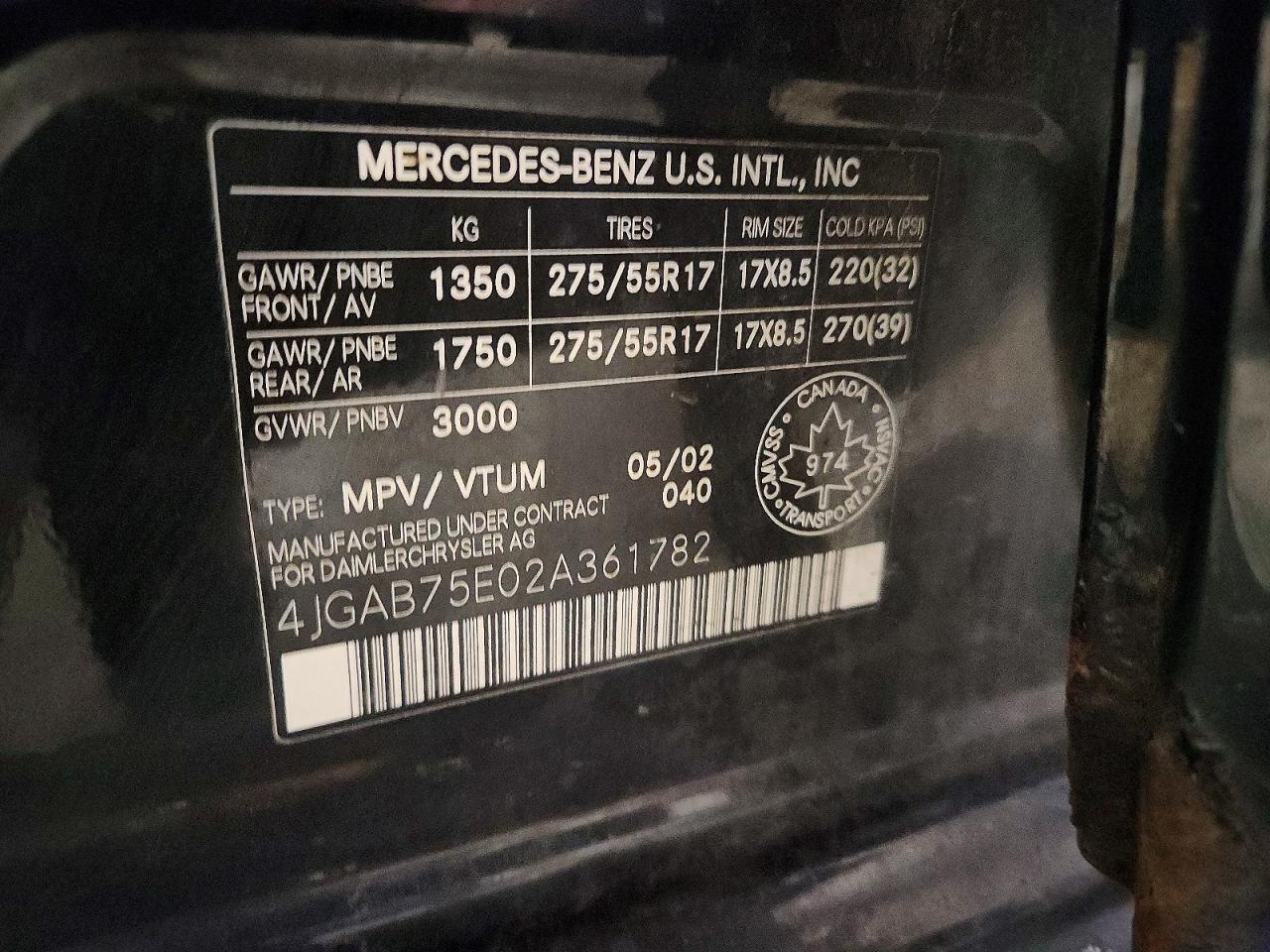 2002 MERCEDES-BENZ ML-Class