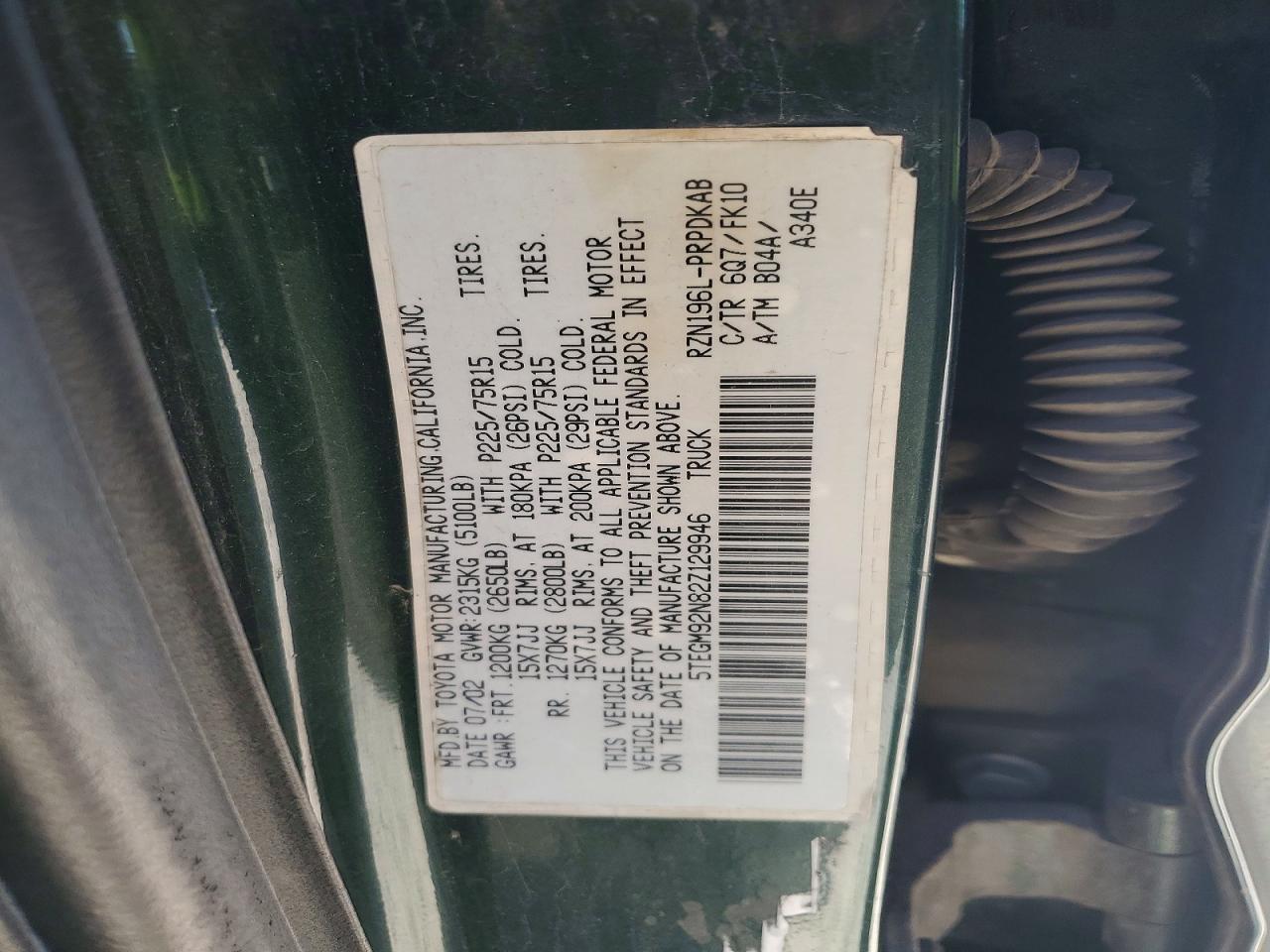 2002 TOYOTA TACOMA