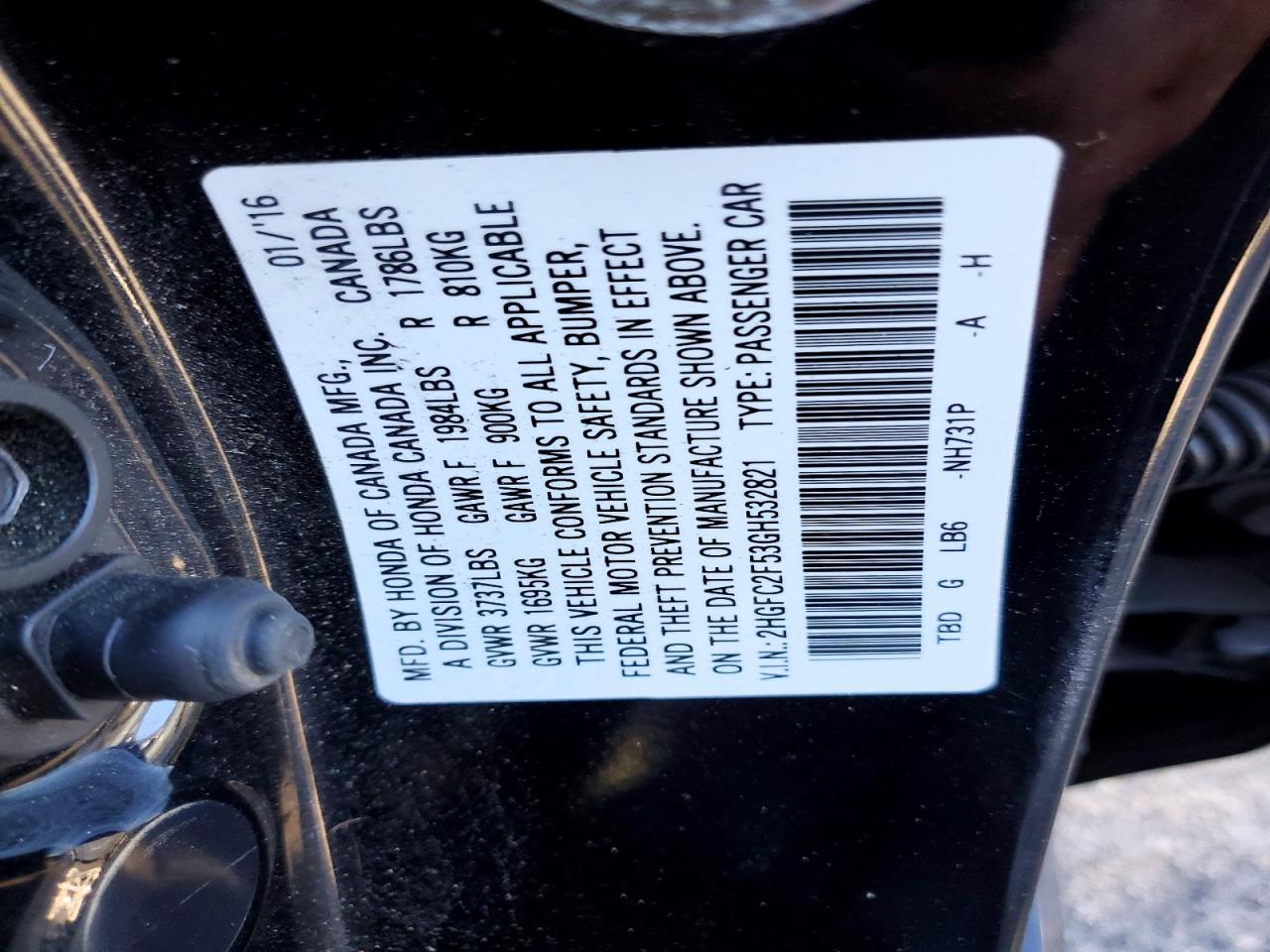 2016 HONDA CIVIC