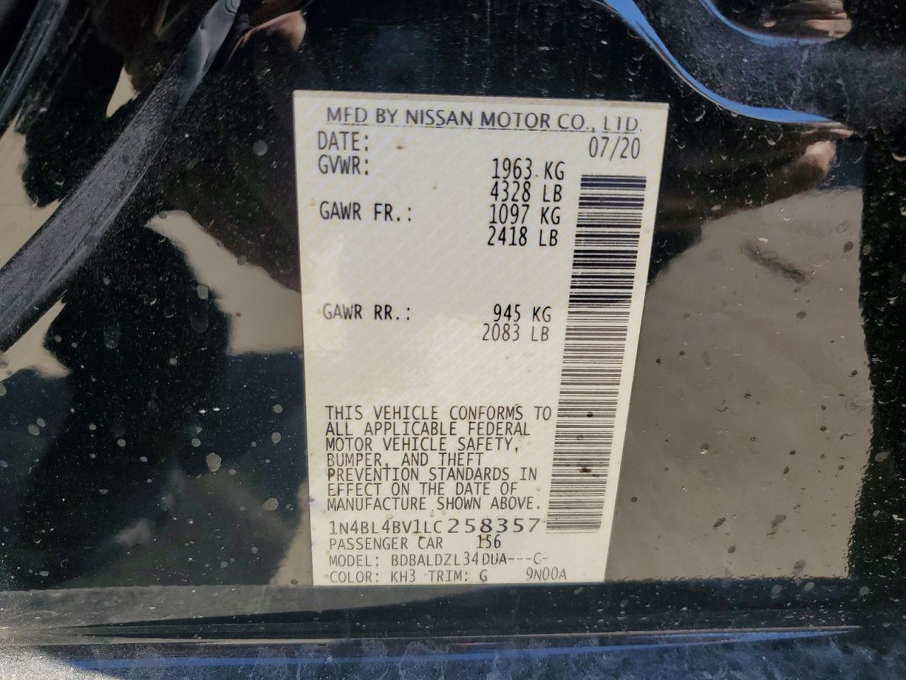 2020 NISSAN ALTIMA
