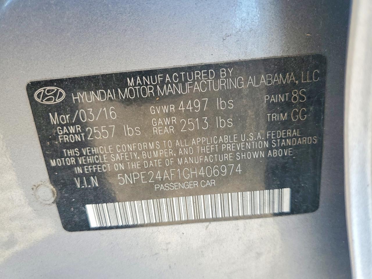 2016 HYUNDAI SONATA