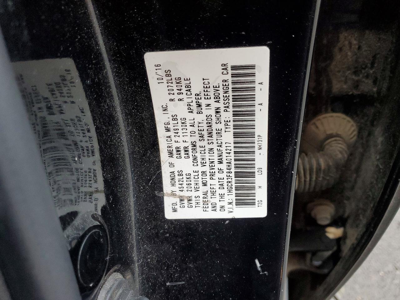 2017 HONDA ACCORD