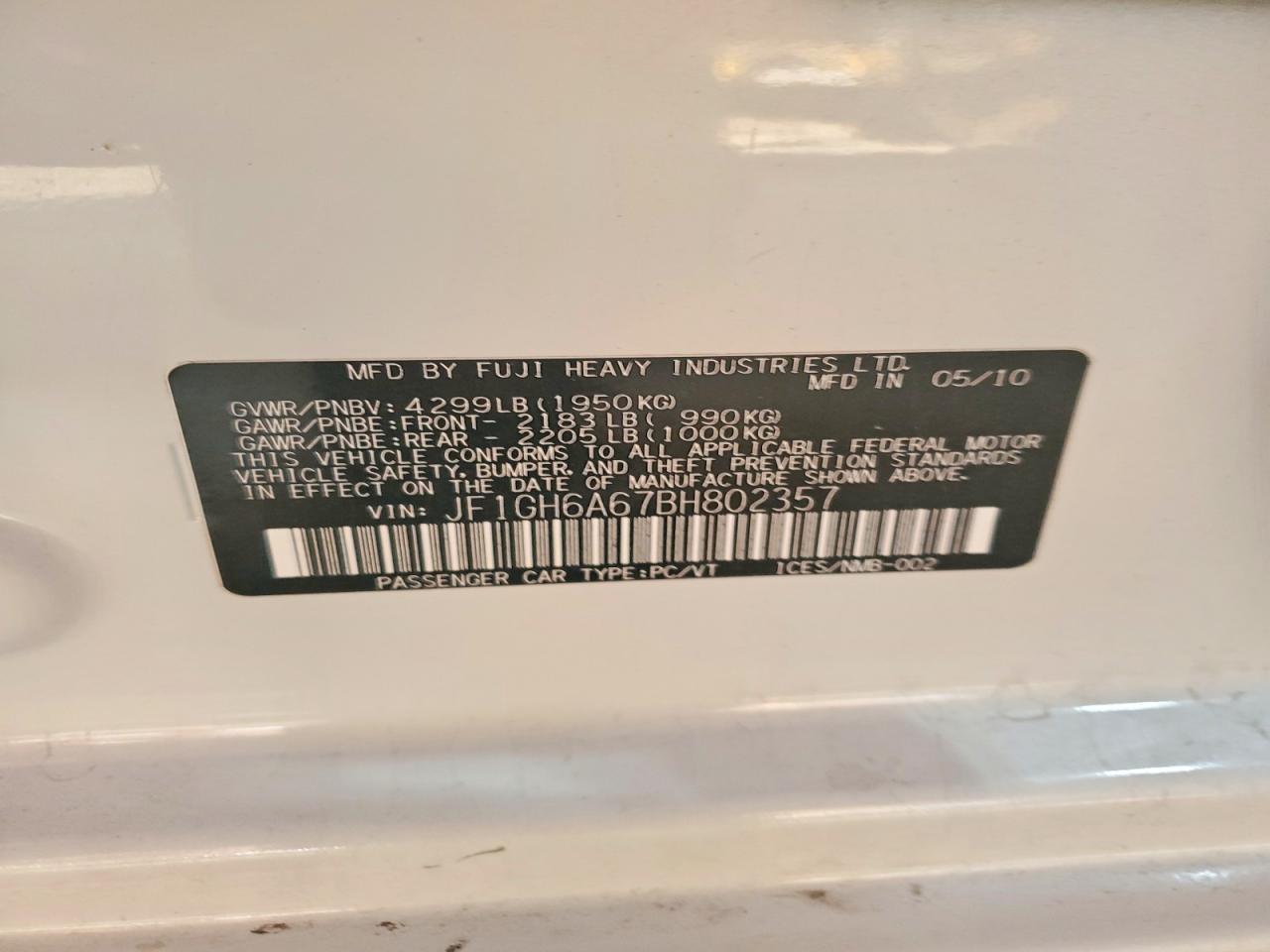 2011 SUBARU IMPREZA