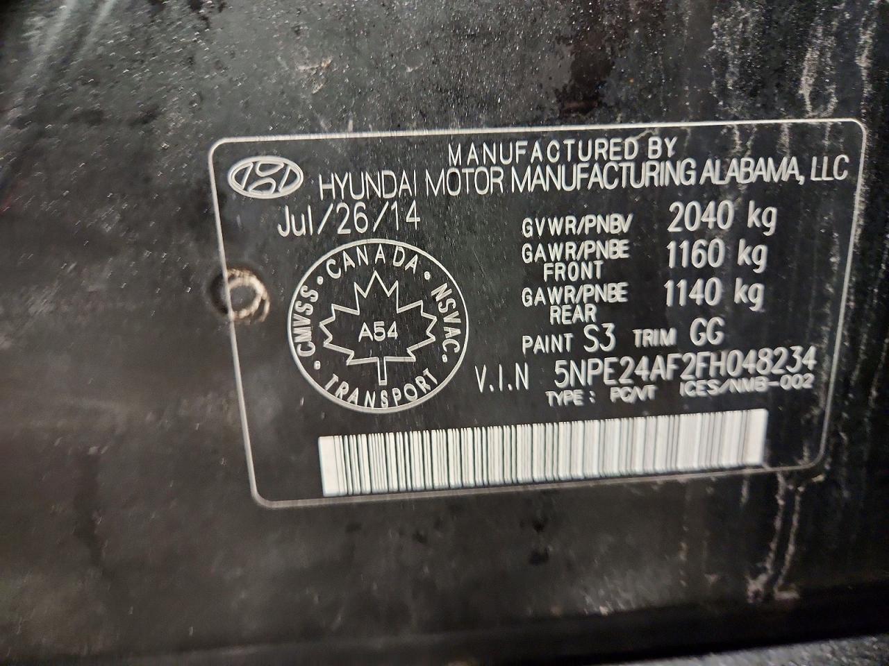 2015 HYUNDAI SONATA