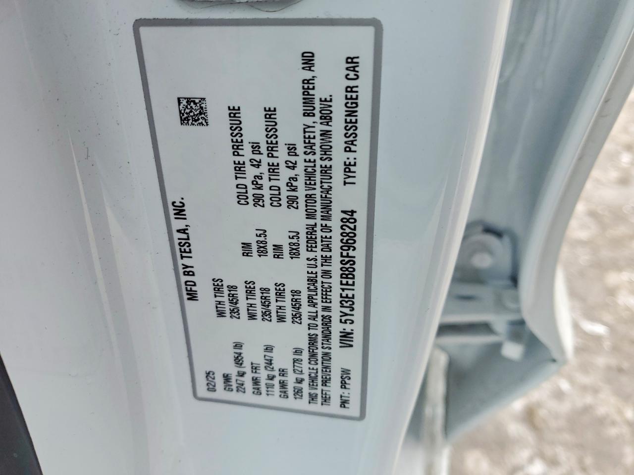 2025 TESLA MODEL 3