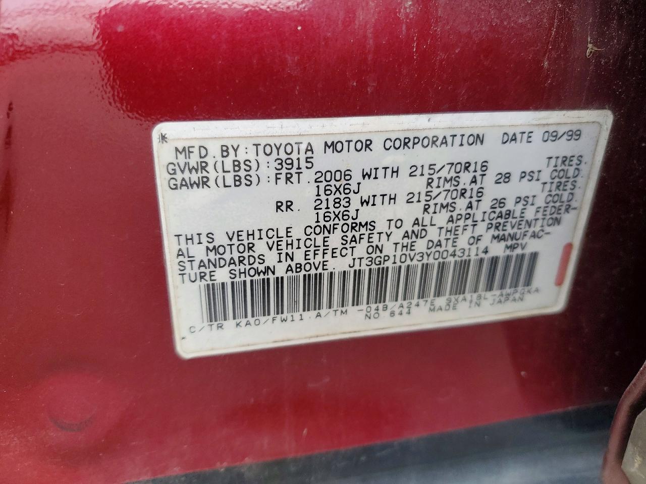 2000 TOYOTA RAV4