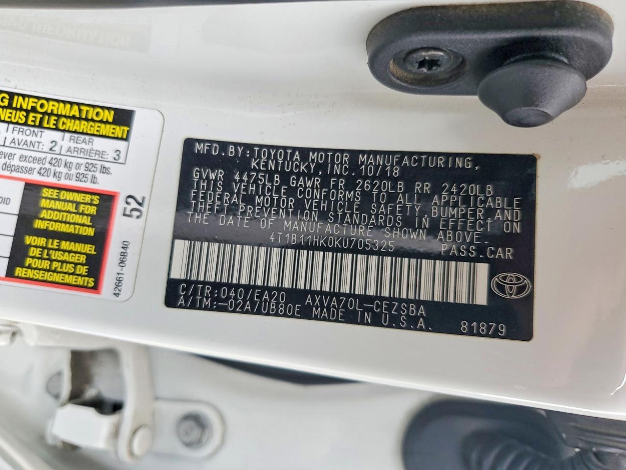 2019 TOYOTA CAMRY