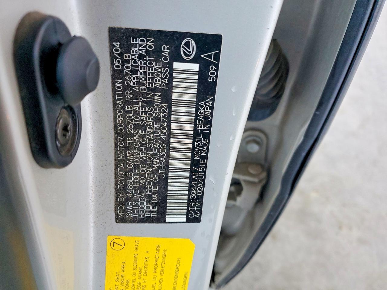 2004 LEXUS ES 330