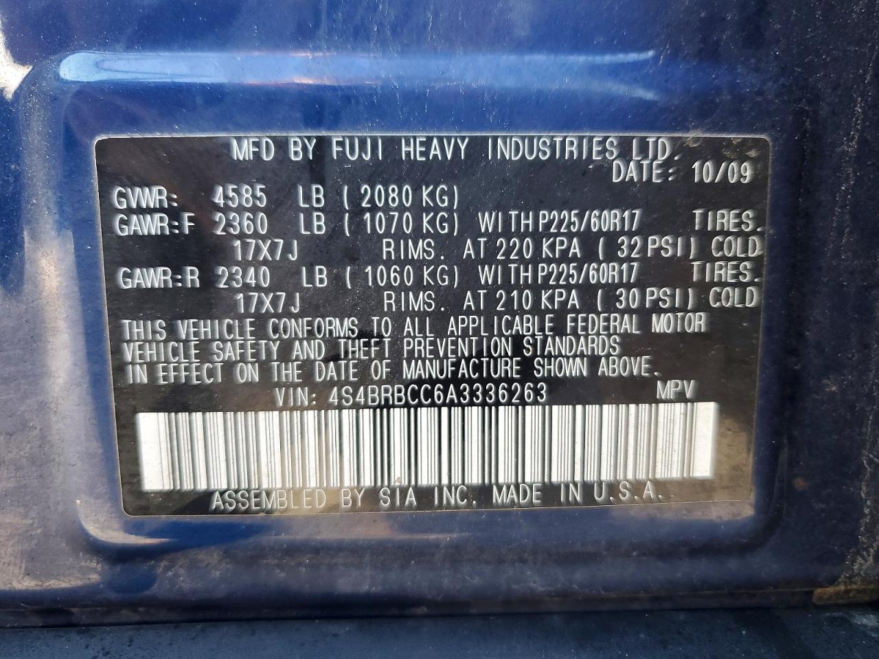 2010 SUBARU Outback