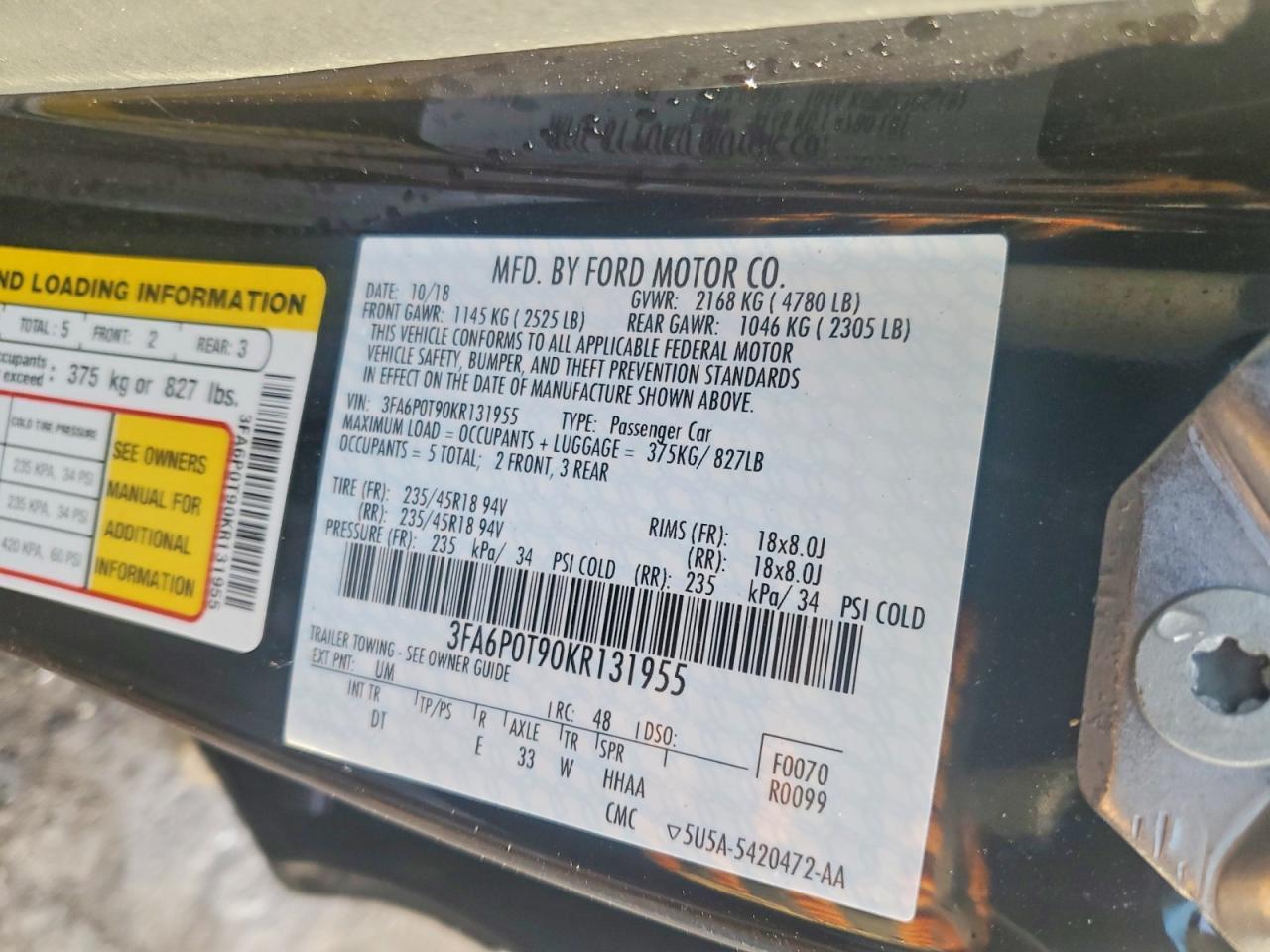 2019 FORD FUSION