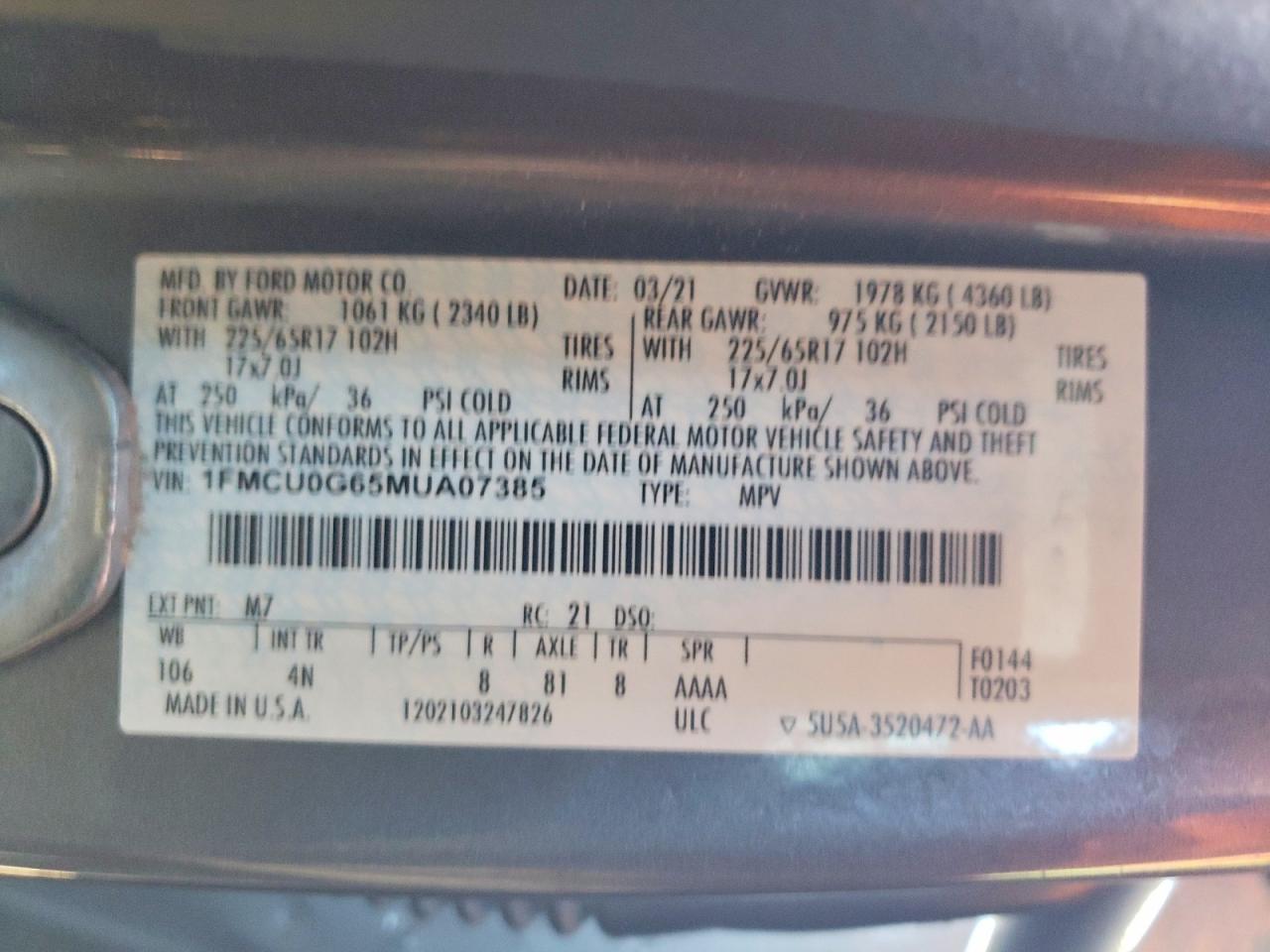 2021 FORD ESCAPE