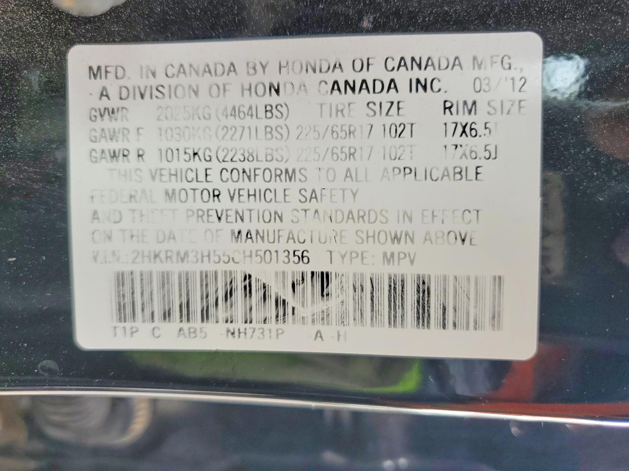 2012 HONDA CR-V